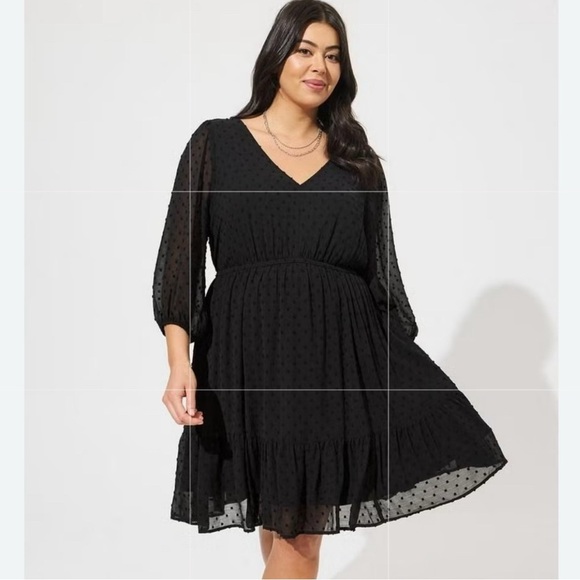 Torrid New! Plus Size Clip Dot Baby Doll Mini Dress - Picture 1 of 5